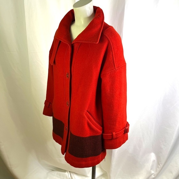 SHARDIK FLEECE RAINMASTER 100% WOOL COAT INUIT RED COAT VINTAGE WOVEN COAT SMALL - Picture 5 of 13